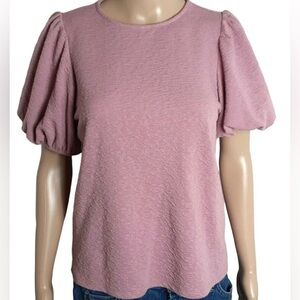 Purple Textured Short Puff Sleeved Top Women’s Size Medium